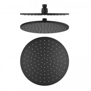 Nor-SE010.02 Round Matte Black Solid Brass Shower Head 250